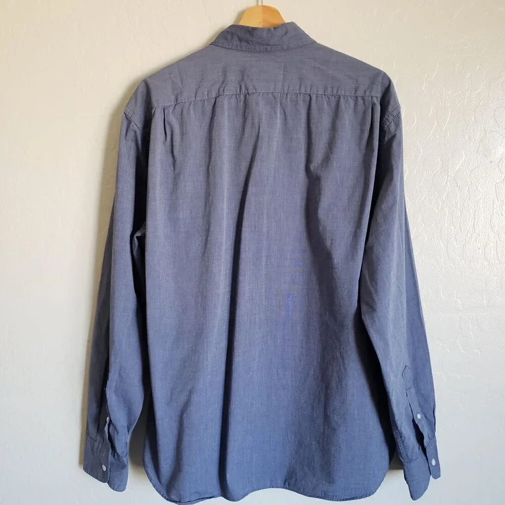 J.Crew Flex Washed Chambray Button Up Shirt Slim Fit Blue Men's XL Long Sleeves